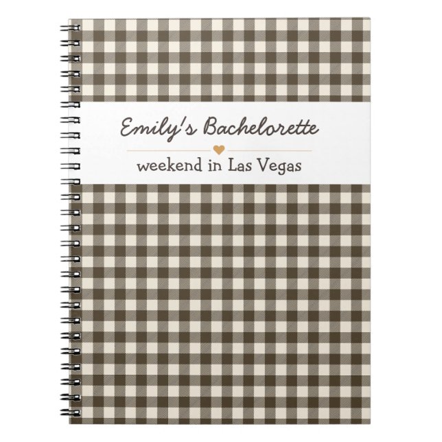 Cuaderno Patrón de Gingham Negro de Soltera (Frente)