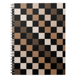 Cuaderno Patrón de Gingham negro negro marrón