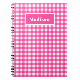 Cuaderno Patrón de Gingham Preppy Pink Hot
