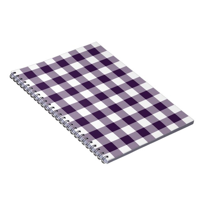 Cuaderno Patrón de Gingham púrpura y blanca (Lado Derecho)