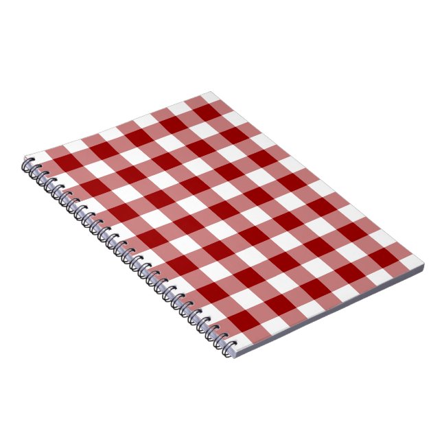 Cuaderno Patrón de Gingham rojo y blanco (Lado Derecho)