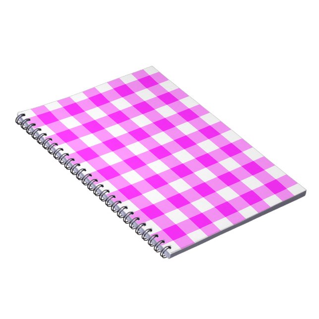 Cuaderno Patrón de Gingham rosa y Blanco (Lado Derecho)