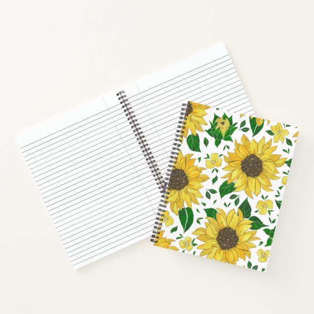 Cuaderno Patrón de girasol acuarela  (Interior)