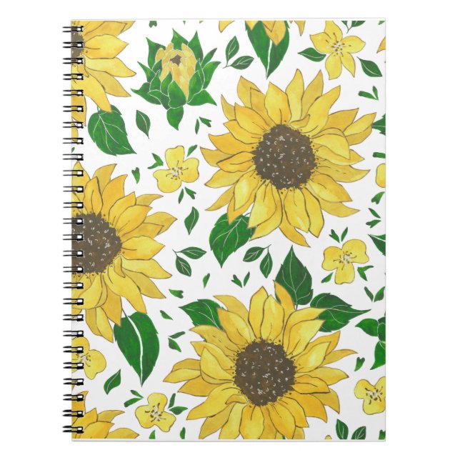 Cuaderno Patrón de girasol en acuarela (Frente)