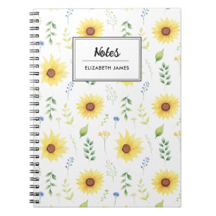 Cuaderno Patrón de girasoles acuáticos rusos personalizado