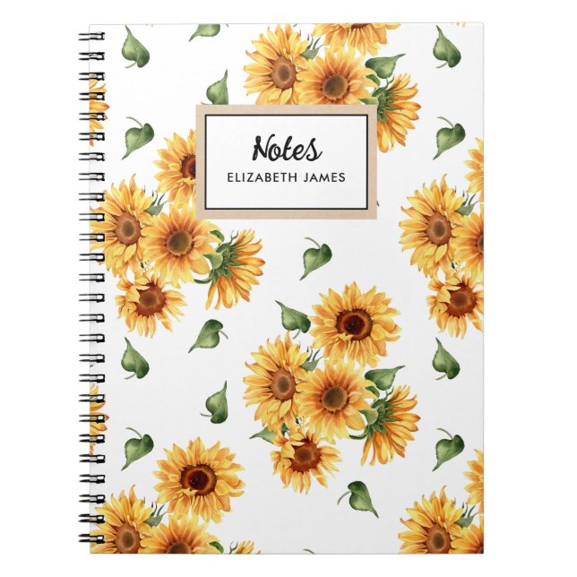 Cuaderno Patrón de girasoles de color acuático ruso persona (Frente)