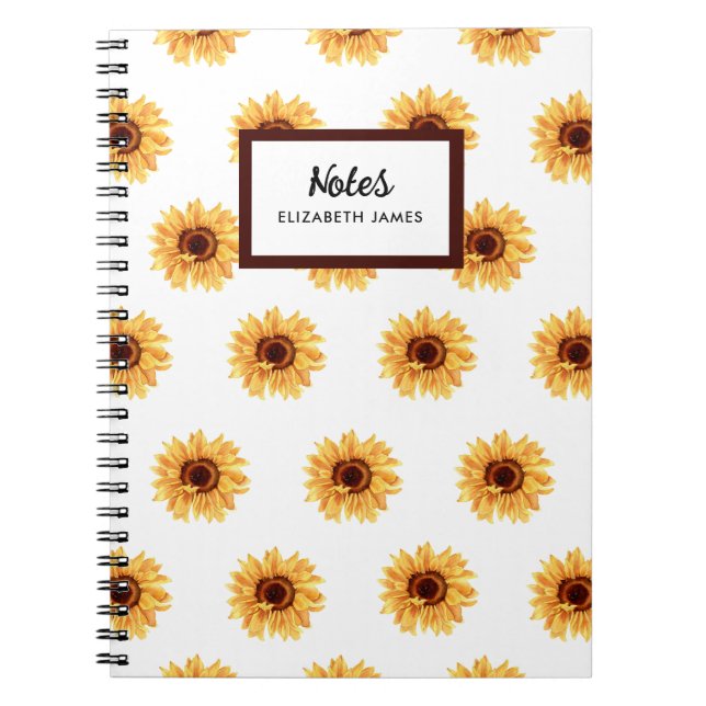 Cuaderno Patrón de girasoles de color acuático ruso persona (Frente)