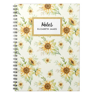 Cuaderno Patrón de girasoles de color acuático ruso persona