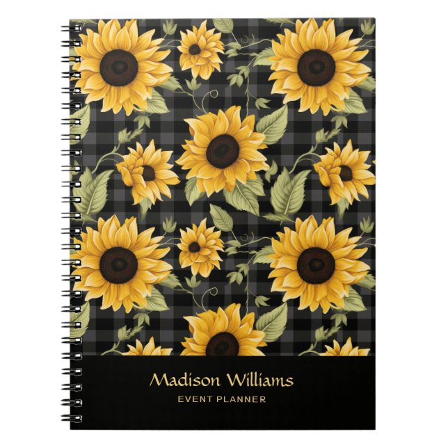 Cuaderno Patrón de girasoles de Gingham (Frente)