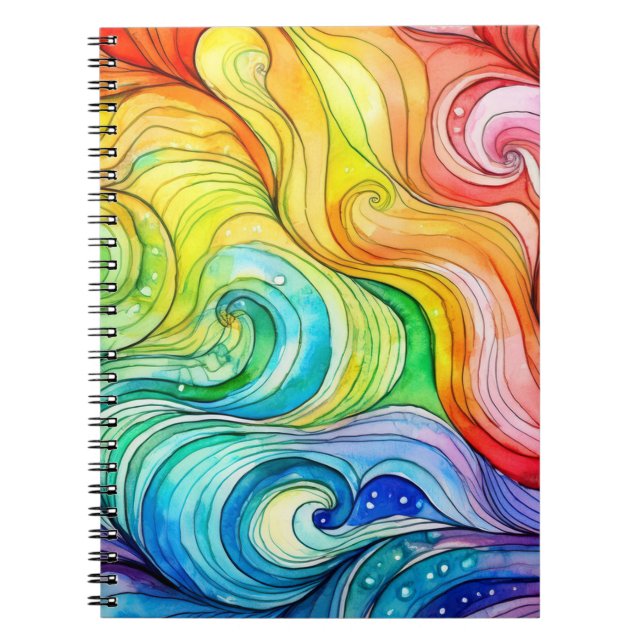 Cuaderno Patrón de giro arco iris (Frente)