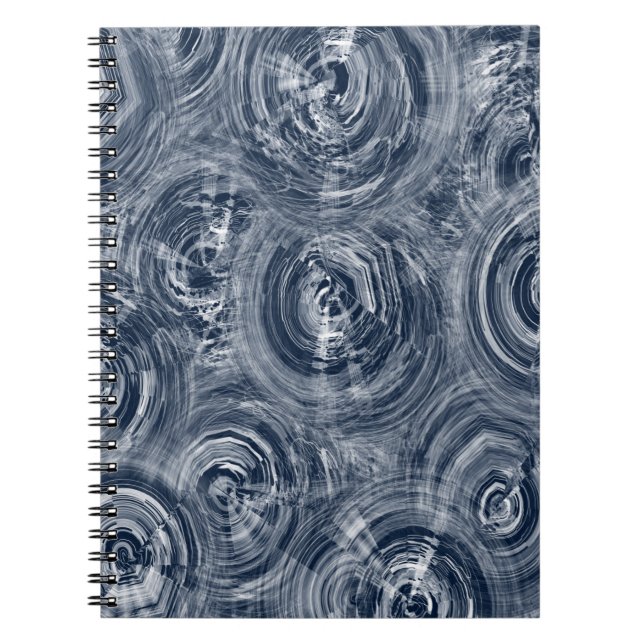 Cuaderno Patrón de giro azul y blanco abstracto (Frente)