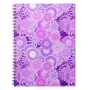Cuaderno Patrón de giro fractal, tonos púrpura