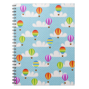 Cuaderno Patrón de globos de aire caliente de color lindo