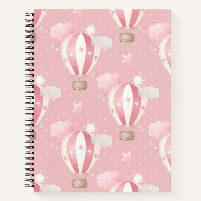 Cuaderno Patrón de globos rosados (Anverso)