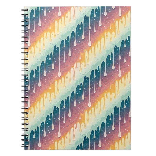 Cuaderno Patrón de goteo de arcoíris Arte líquido colorido  (Frente)