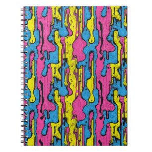 Cuaderno "Patrón de goteo de arte pop retro vibrante