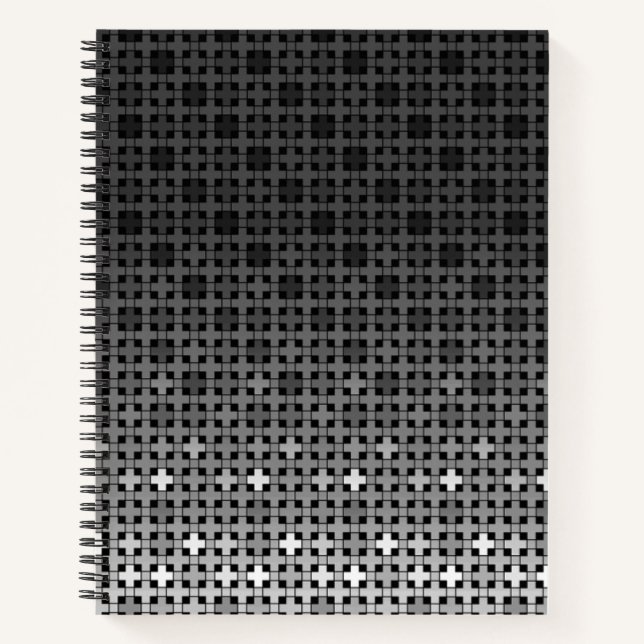 Cuaderno Patrón de gradiente geométrico en blanco y negro (Anverso)