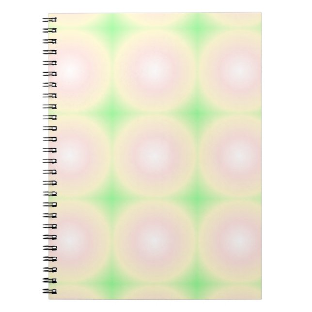 Cuaderno Patrón de gradiente óptico 3D blanco Rosa verde pá (Frente)