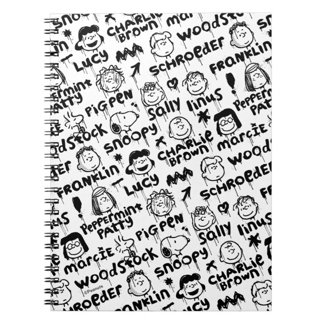 Cuaderno Patrón de graffiti de caracteres de cacahuete (Frente)