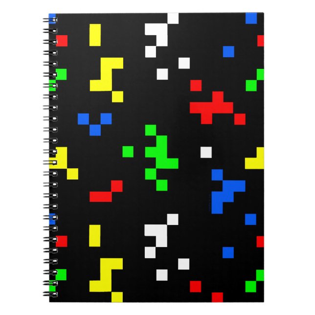 Cuaderno Patrón de gráficos de videojuegos retro de 8 bits (Frente)
