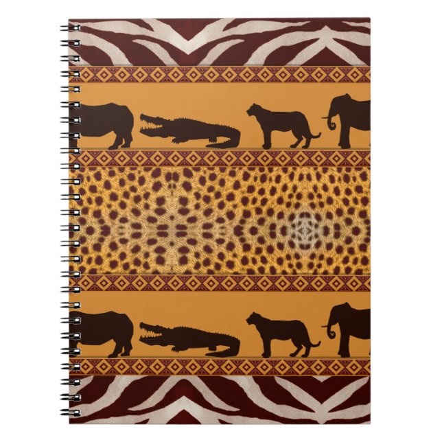 Cuaderno Patrón de Guepardo Africano Tribal Moderno de Impr (Frente)