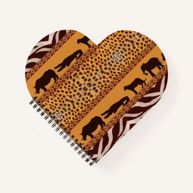 Cuaderno Patrón de Guepardo Africano Tribal Moderno de Impr (Anverso)