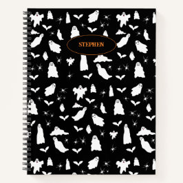Cuaderno Patrón de Halloween de Fantasma Cuta, Bats & Spide