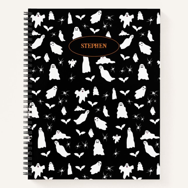 Cuaderno Patrón de Halloween de Fantasma Cuta, Bats & Spide (Anverso)