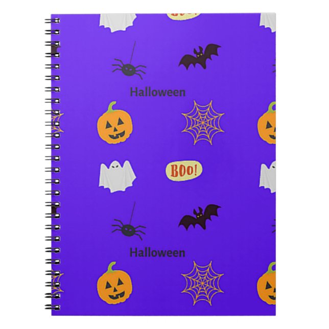 Cuaderno Patrón de Halloween en azul (Frente)