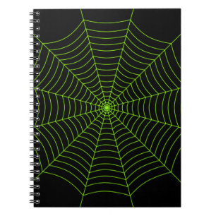 Cuaderno Patrón de Halloween en la telaraña verde neonesa n