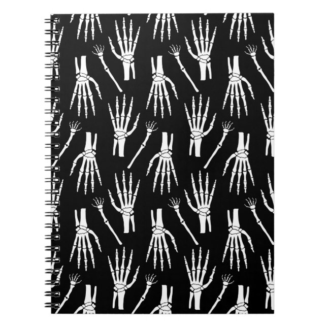 Cuaderno Patrón de Halloween monocromo de huesos (Frente)