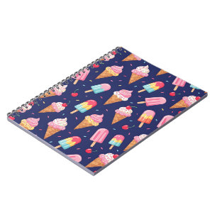 Cuaderno Patrón de helado, paletas y cerezas