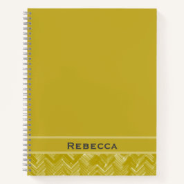 Cuaderno Patrón de herringbone de Chevron Monograma de oro