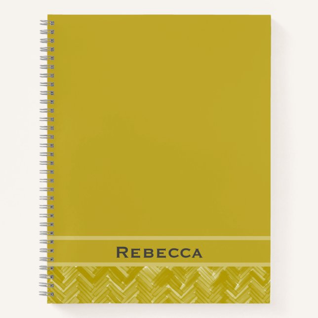Cuaderno Patrón de herringbone de Chevron Monograma de oro  (Anverso)