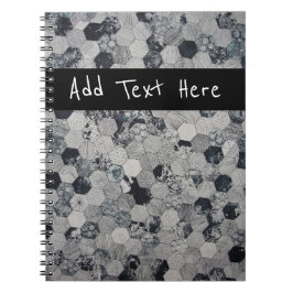 Cuaderno Patrón de hexágono geométrico, blanco y negro