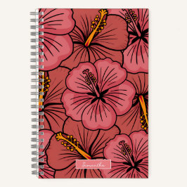 Cuaderno Patrón de hibiscos tropicales personalizado