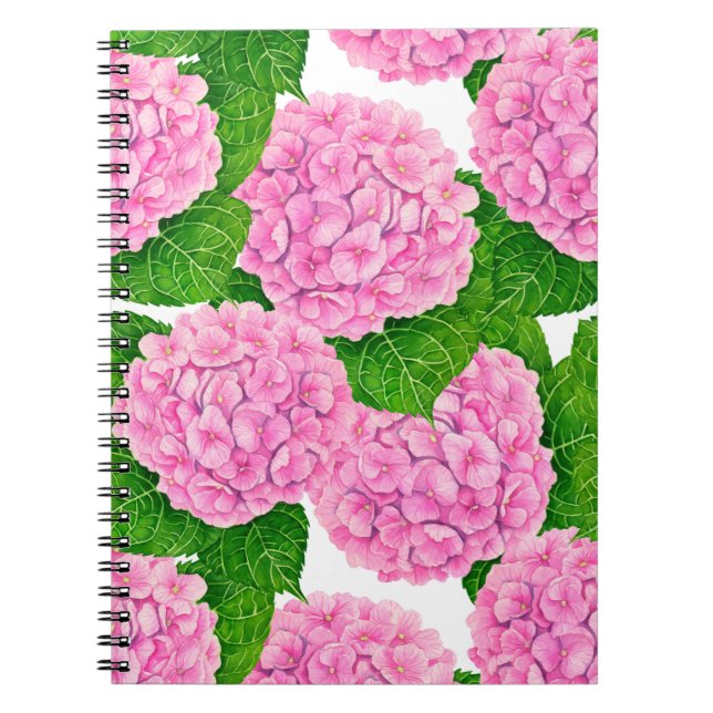 Cuaderno Patrón de hidrangea acuarela (Frente)