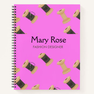 Cuaderno Patrón de hilos y carretes rosa