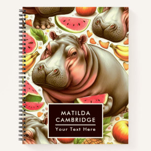 Cuaderno Patrón de Hipopótamo Tropical Vintage