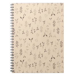 Cuaderno Patrón de hoja boho marrón beige cálido