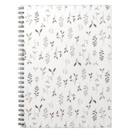 Cuaderno Patrón de hoja botánica beige marrón boho minimali