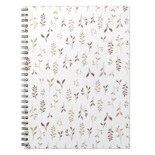 Cuaderno Patrón de hoja botánica beige marrón boho minimali