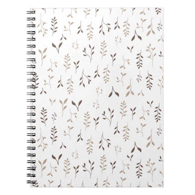 Cuaderno Patrón de hoja botánica beige marrón boho minimali (Frente)