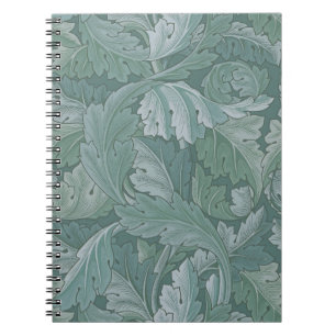 Cuaderno Patrón de hoja de acanto azul teal de William Morr