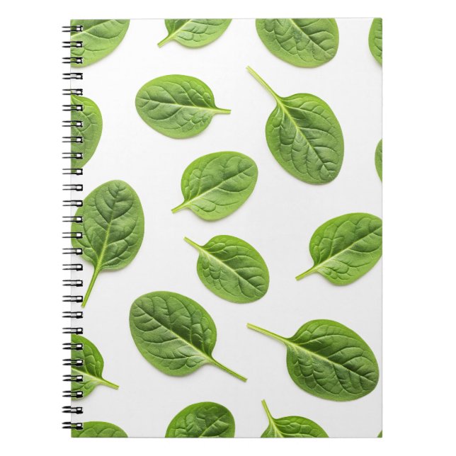 Cuaderno Patrón de hoja de espinaca orgánica sin soldadura (Frente)