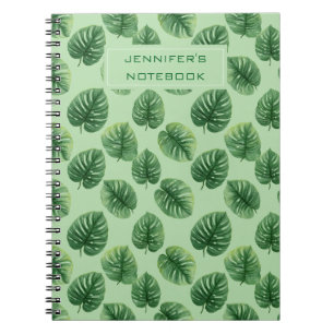 Cuaderno Patrón de hoja de Monstera de acuarela personaliza