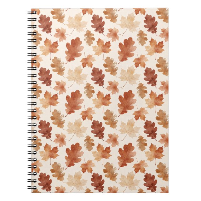 Cuaderno Patrón de hoja de otoño acogedor (Frente)