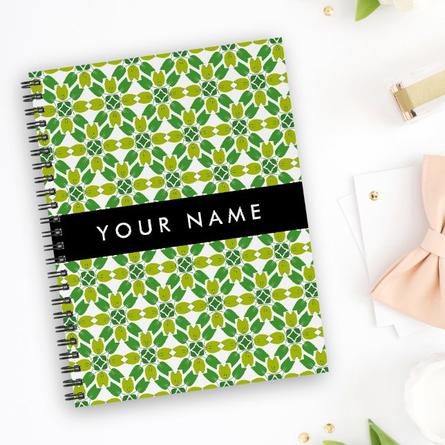 Cuaderno Patrón de Hoja, Hojas Verdes, Tu Nombre (Subido por el creador)