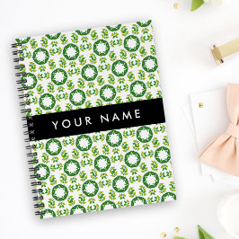 Cuaderno Patrón de Hoja, Hojas Verdes, Tu Nombre