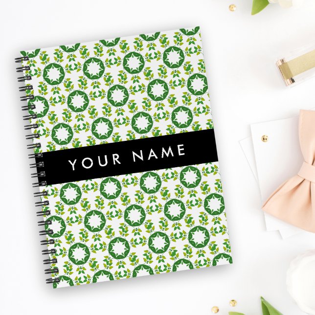 Cuaderno Patrón de Hoja, Hojas Verdes, Tu Nombre (Subido por el creador)